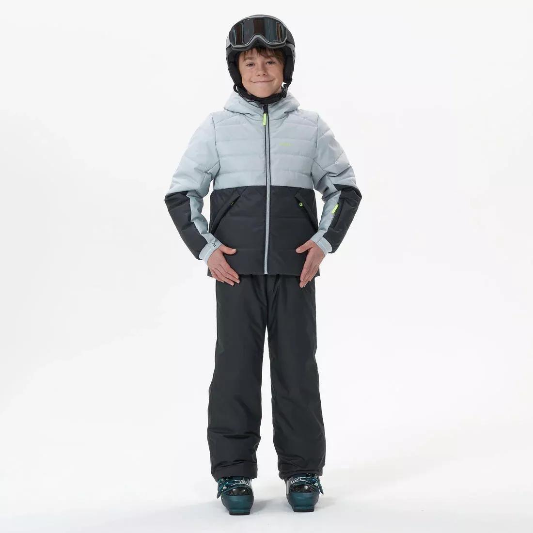Kids Boys Waterproof Padded Ski Jacket 180 Warm, Grey, No Color, medium