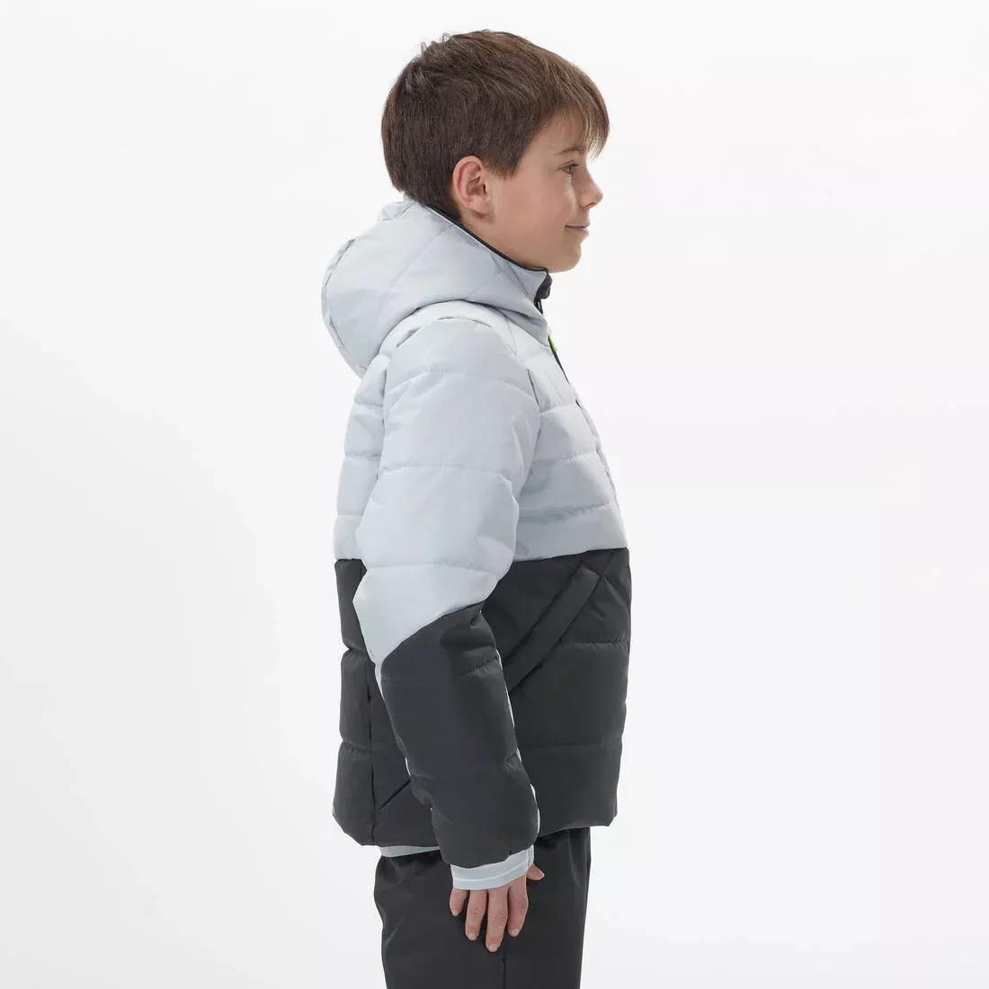 Kids Boys Waterproof Padded Ski Jacket 180 Warm, Grey, , large image number 3