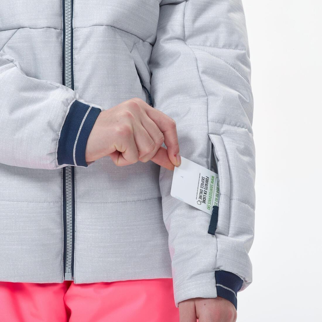 Kids Unisex Extra Warm And Waterproof Padded Ski Jacket - 180 Warm, Pearl Grey, , large image number 4