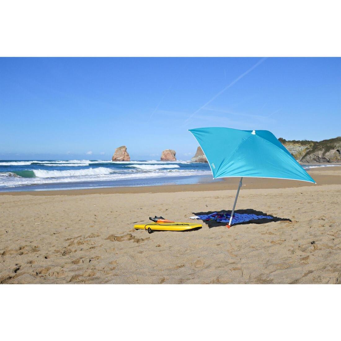 Square Parasol Beach Umbrella 1.5 Person Upf50+ Tribord Paruv 170, Green, No Color, large image number 1