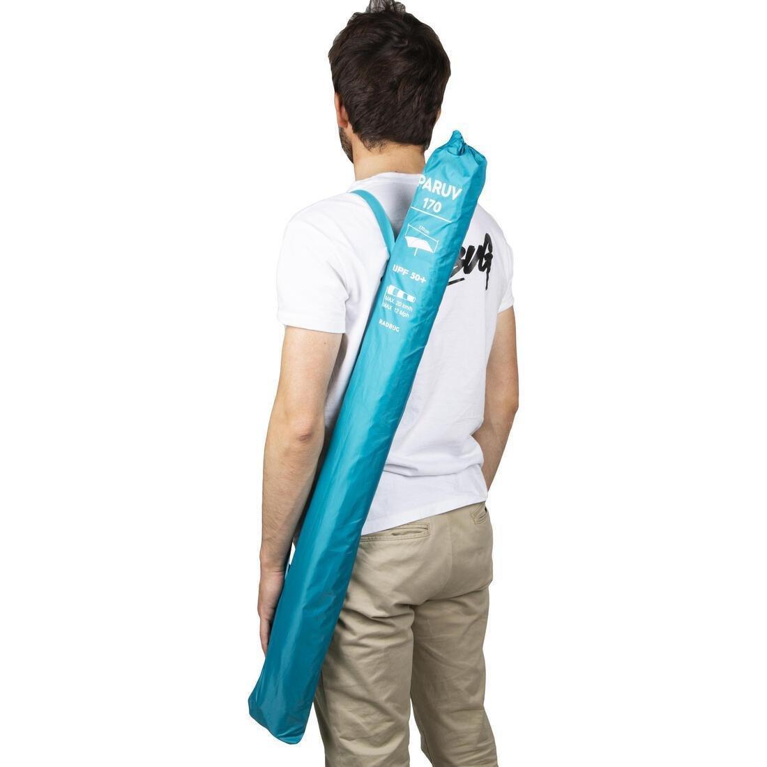 Square Parasol Beach Umbrella 1.5 Person Upf50+ Tribord Paruv 170, Green, No Color, large image number 4