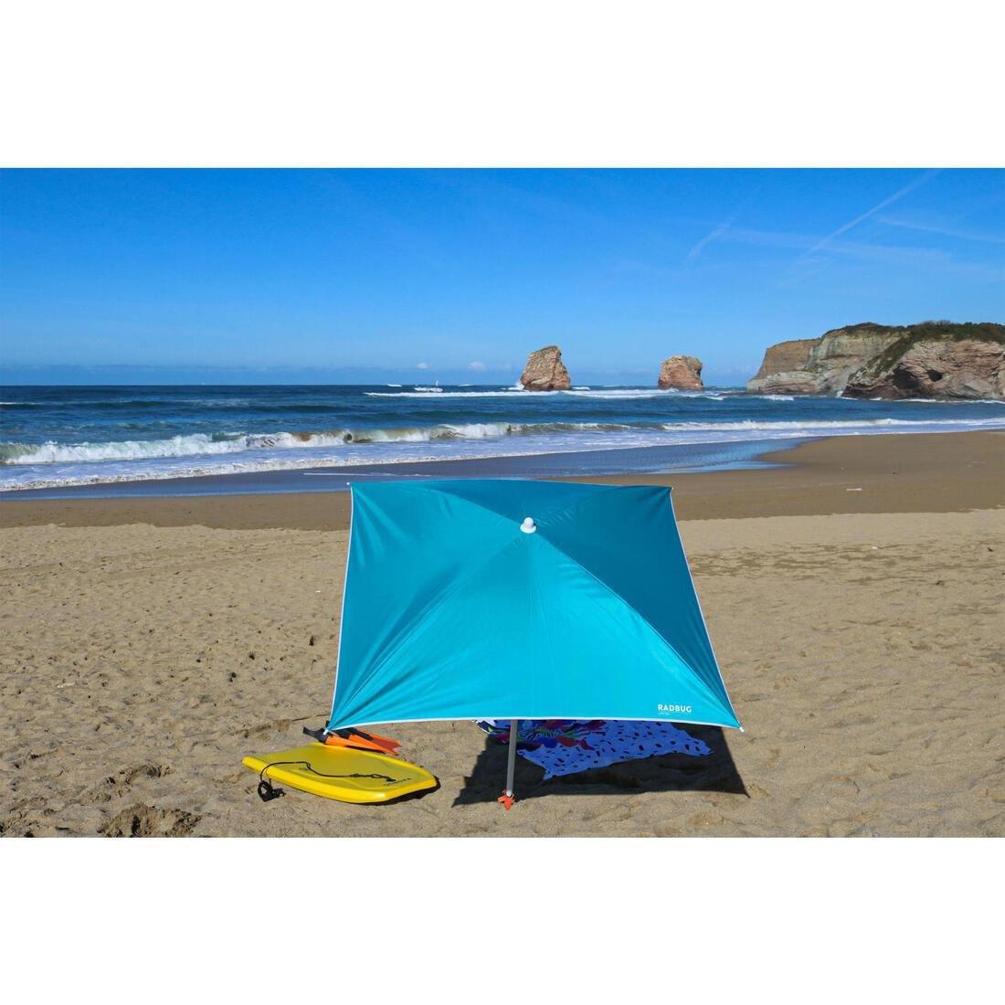 Square Parasol Beach Umbrella 1.5 Person Upf50+ Tribord Paruv 170, Green, No Color, large image number 5