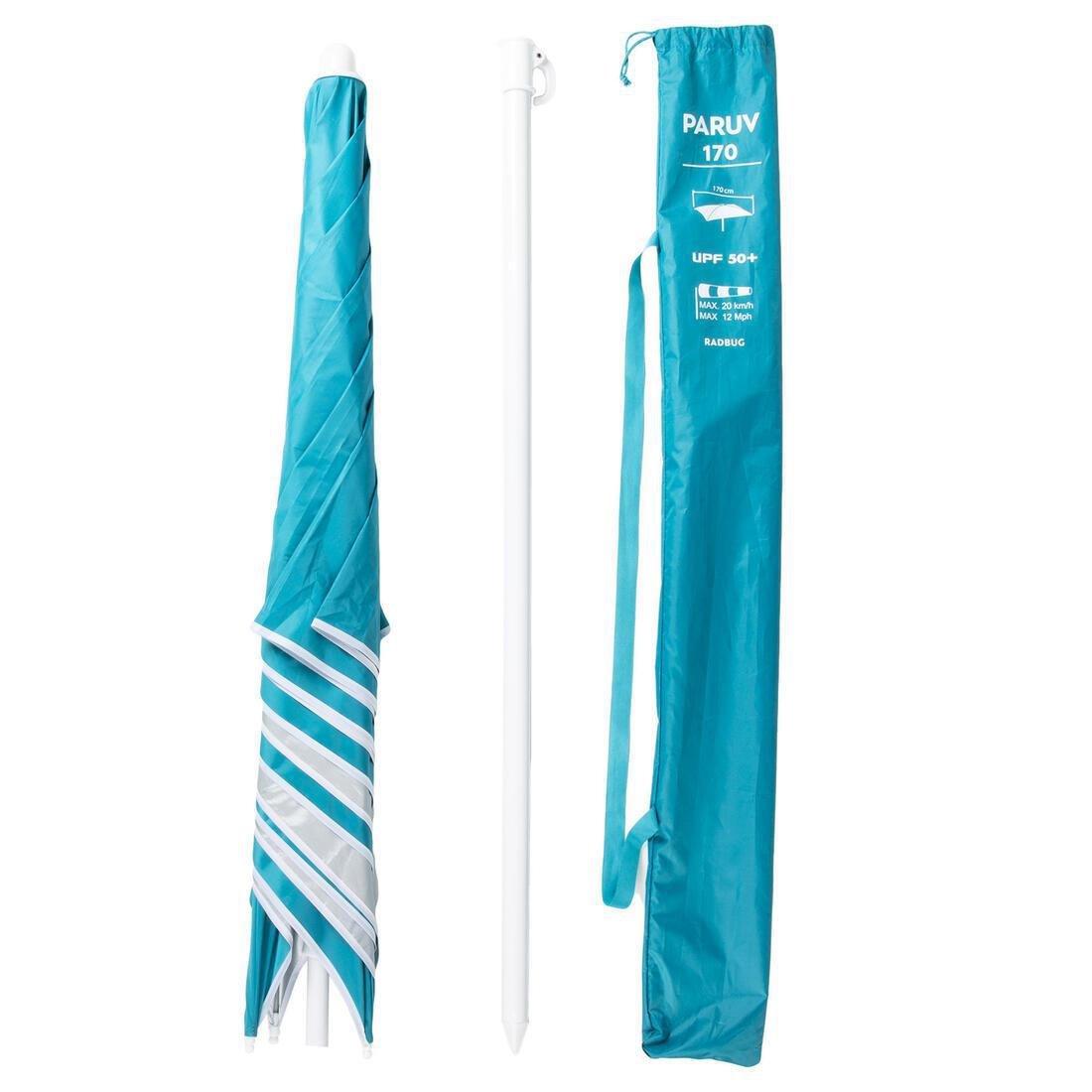 Square Parasol Beach Umbrella 1.5 Person Upf50+ Tribord Paruv 170, Green, No Color, large image number 6