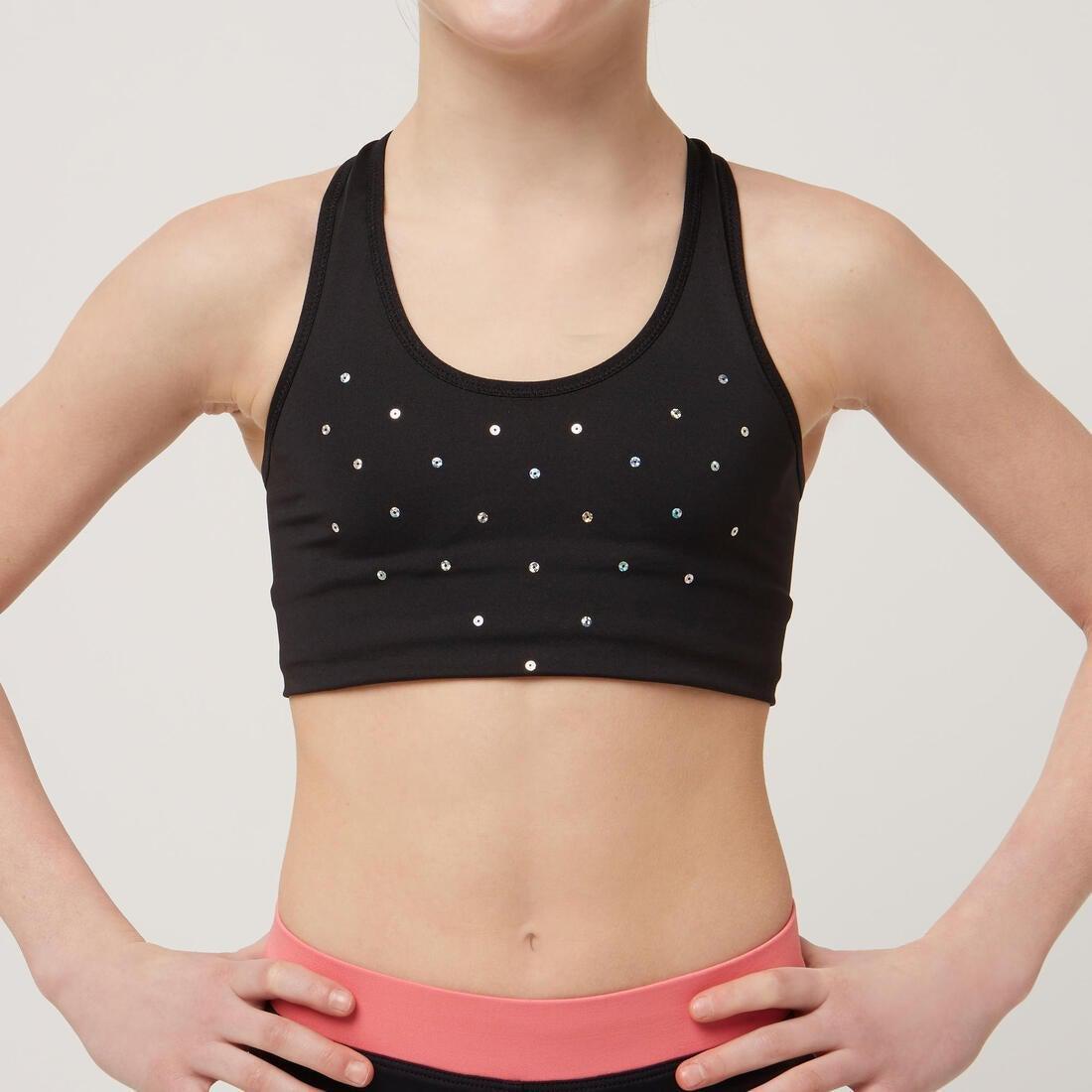 Girls GymnasticsSports Bra500, Black, No Color, large image number 0