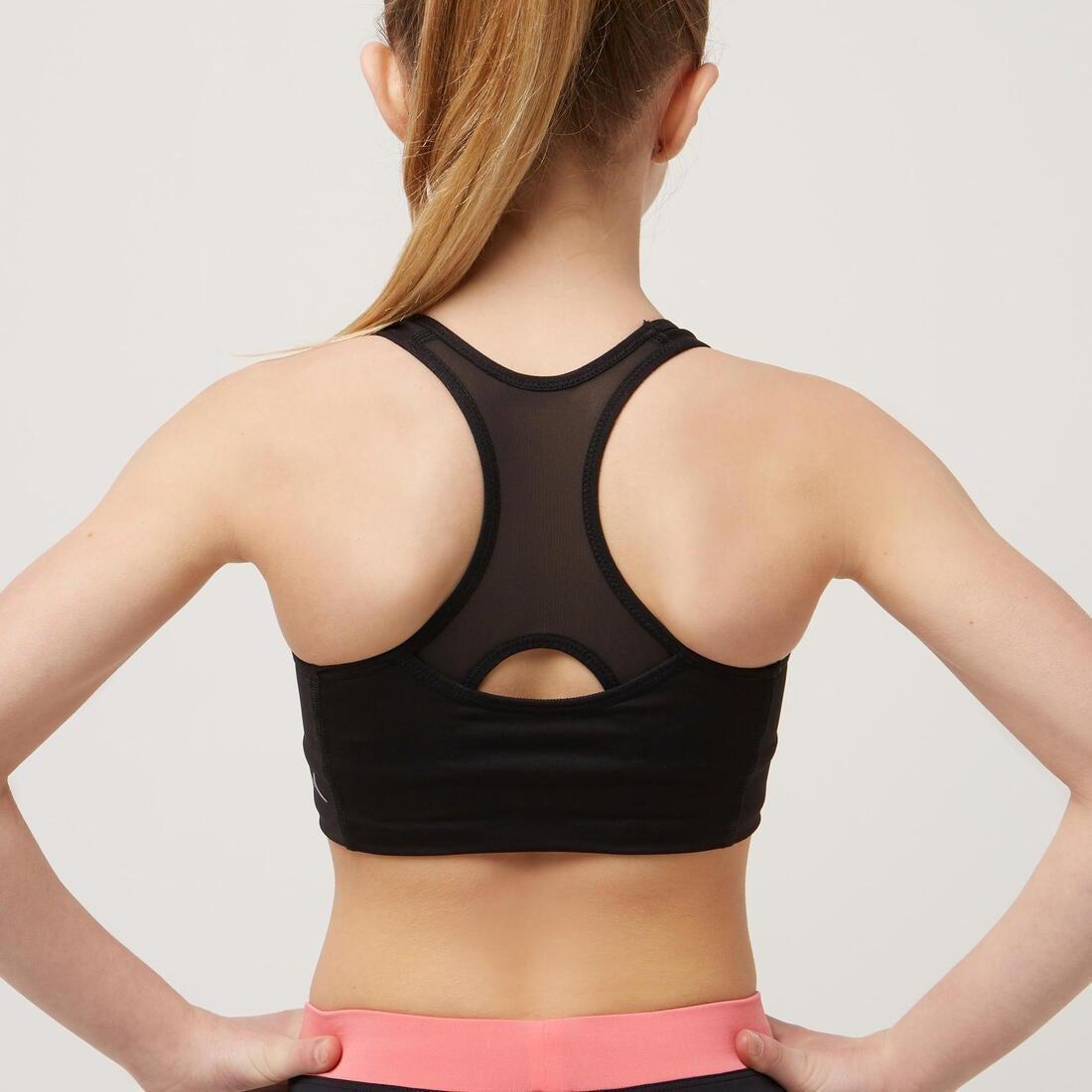 Girls GymnasticsSports Bra500, Black, No Color, large image number 1