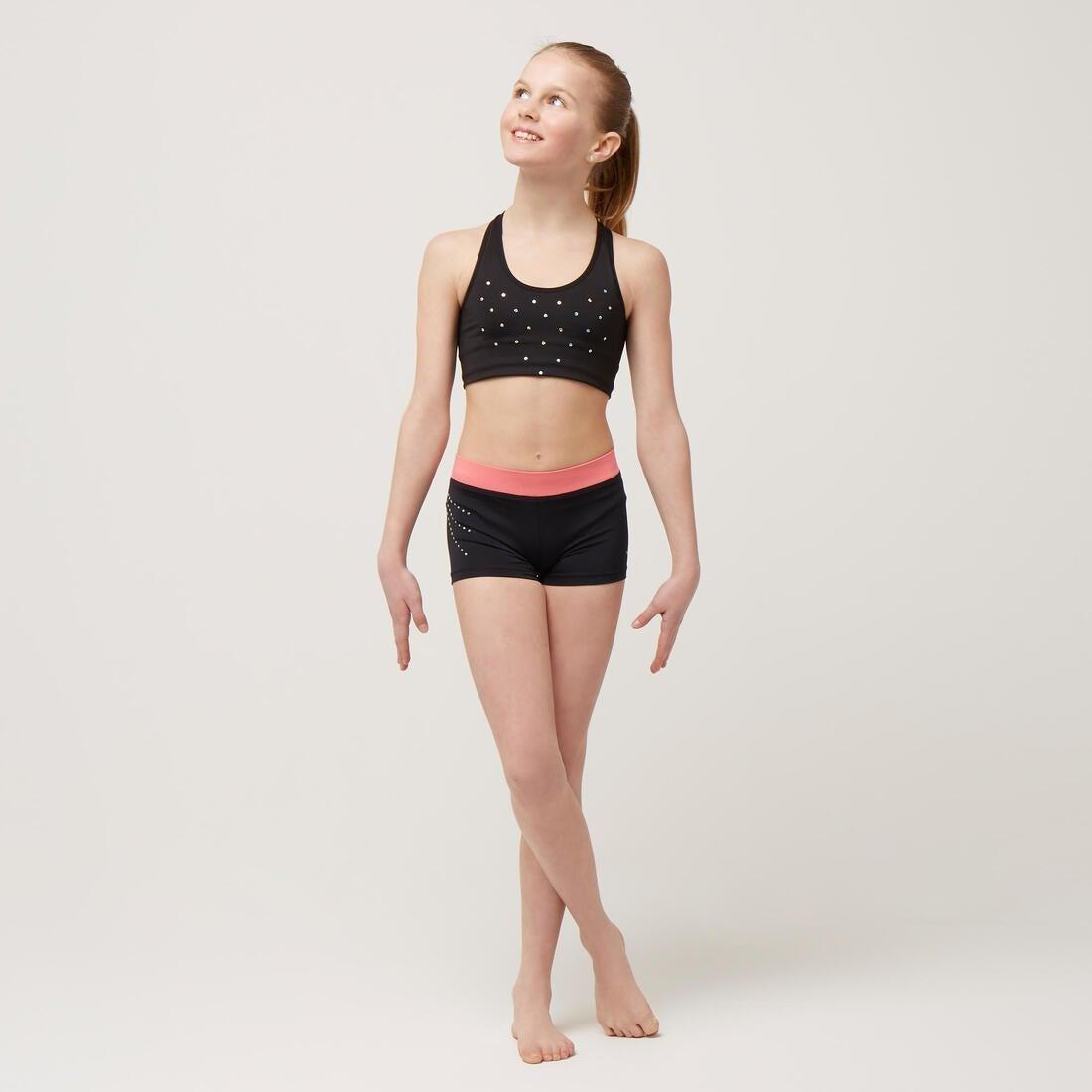 Girls GymnasticsSports Bra500, Black, No Color, large image number 2