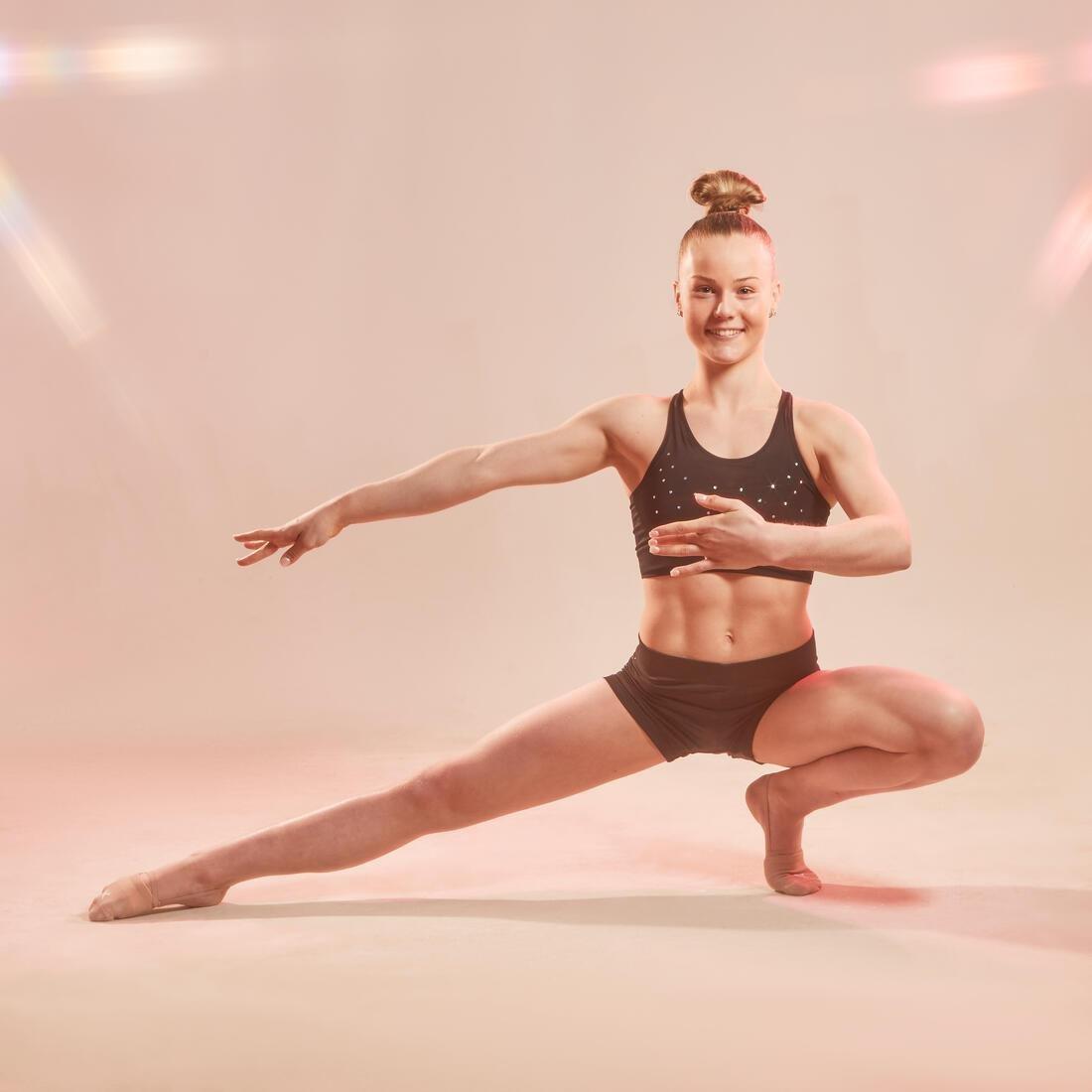 Kids Girls GymnasticsSports Bra - 500, Black, No Color, large image number 10