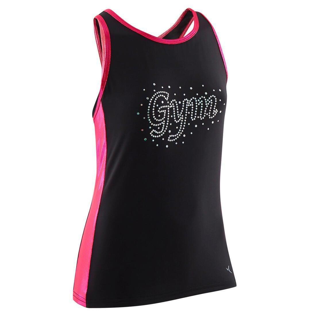 Girls Artistic Gymnastics Tank Top/Sequins, Black, , large image number 0