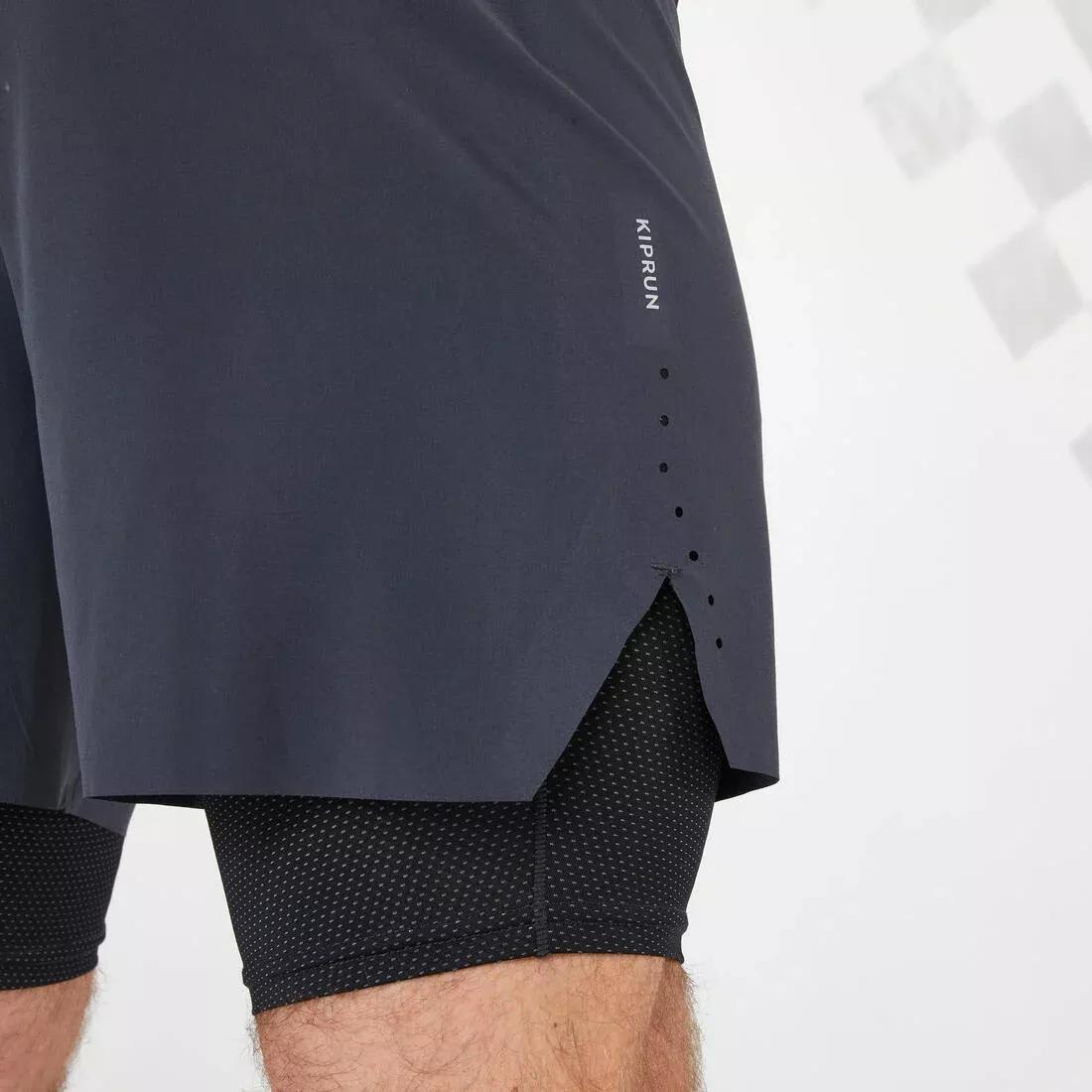 Men Running 2-In-1 Tight Shorts, Grey, , large image number 3