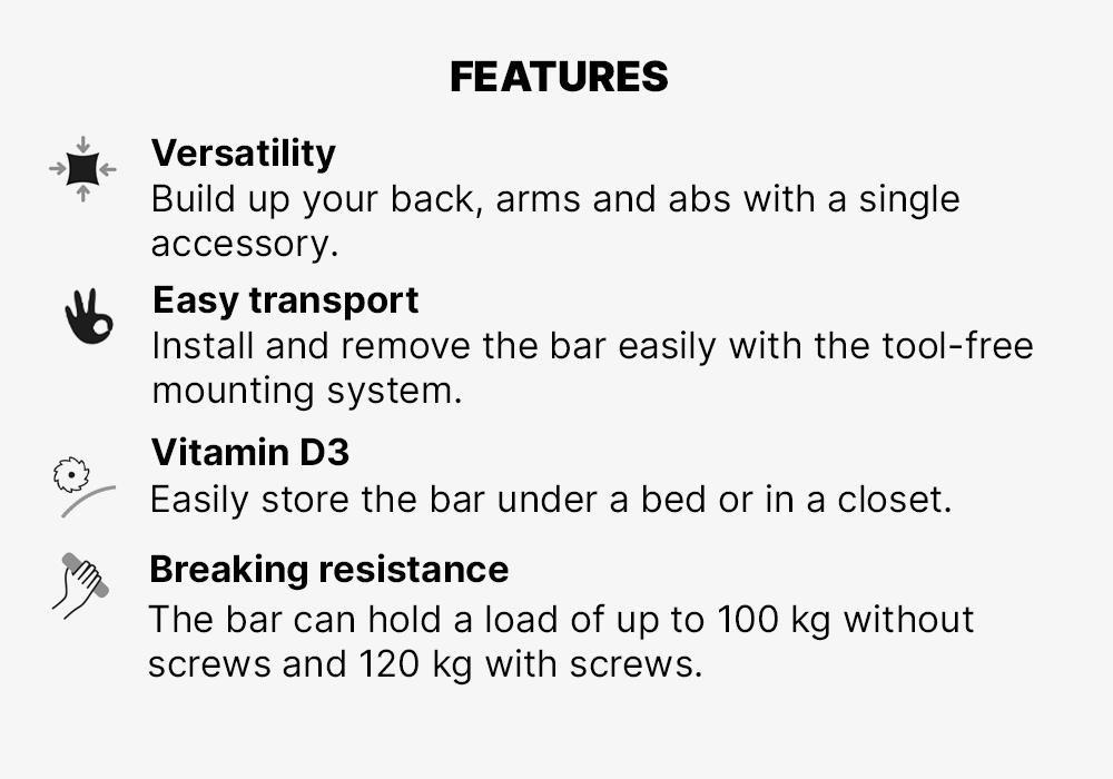 Lockable Pull-Up Bar, Black, No Color, large image number 13