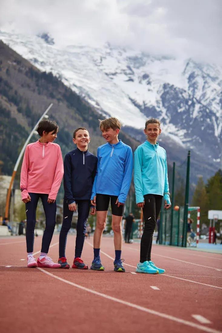 NAVY BLUE Kids' KIPRUN WARM 100 long-sleeved running T-shirt 1/2 zip warm, No Color, large image number 4