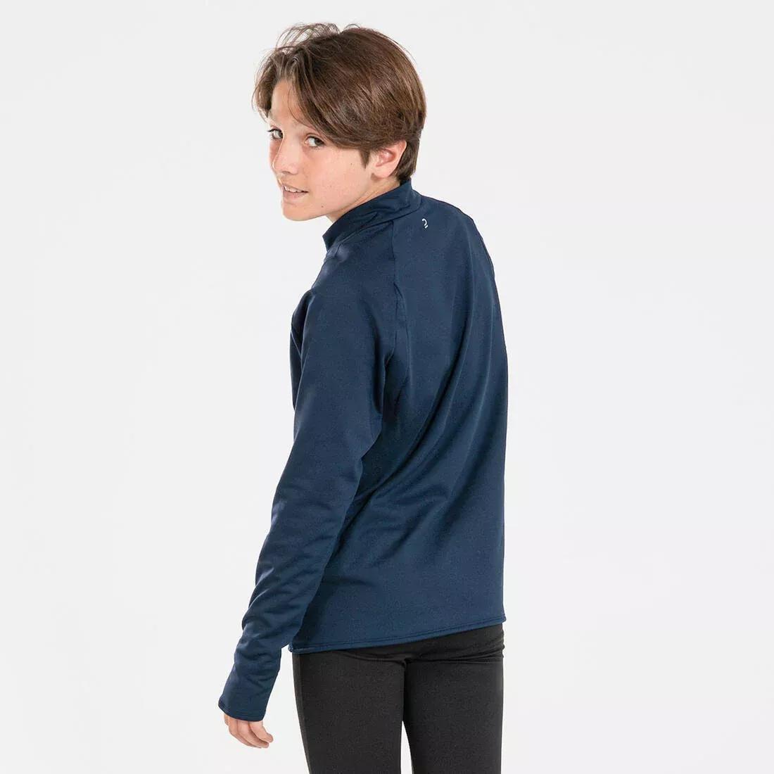 NAVY BLUE Kids' KIPRUN WARM 100 long-sleeved running T-shirt 1/2 zip warm, , large image number 5