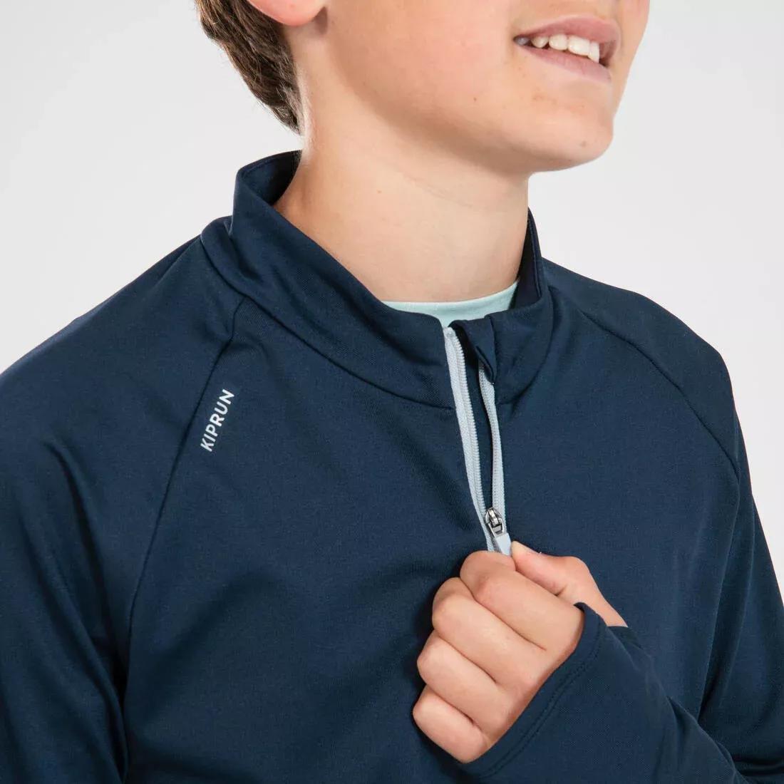 NAVY BLUE Kids' KIPRUN WARM 100 long-sleeved running T-shirt 1/2 zip warm, , large image number 7