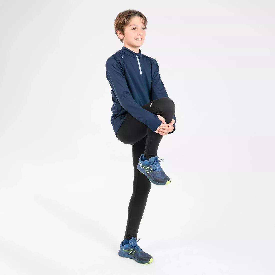 NAVY BLUE Kids' KIPRUN WARM 100 long-sleeved running T-shirt 1/2 zip warm, , large image number 8