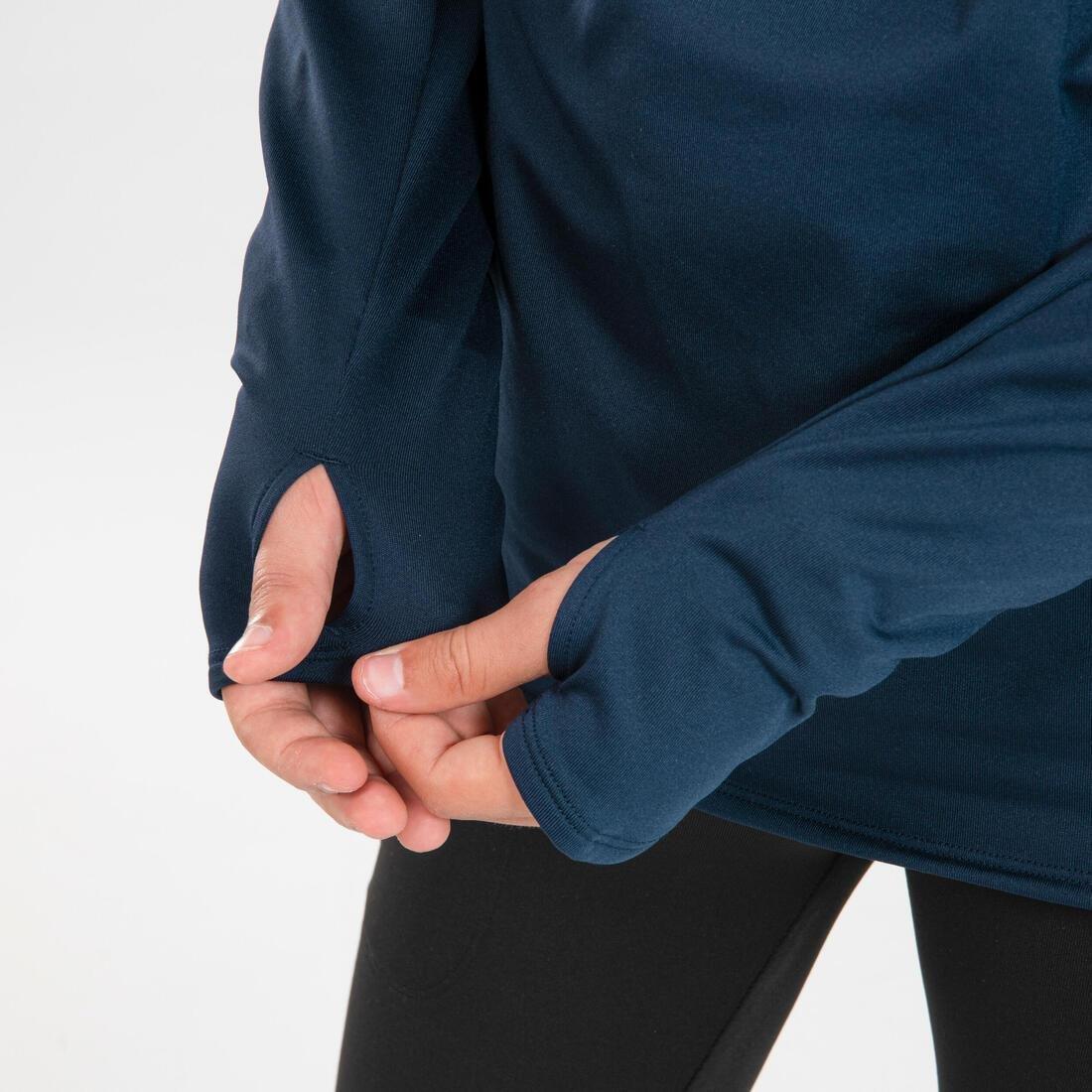 NAVY BLUE Kids' KIPRUN WARM 100 long-sleeved running T-shirt 1/2 zip warm, No Color, large image number 9