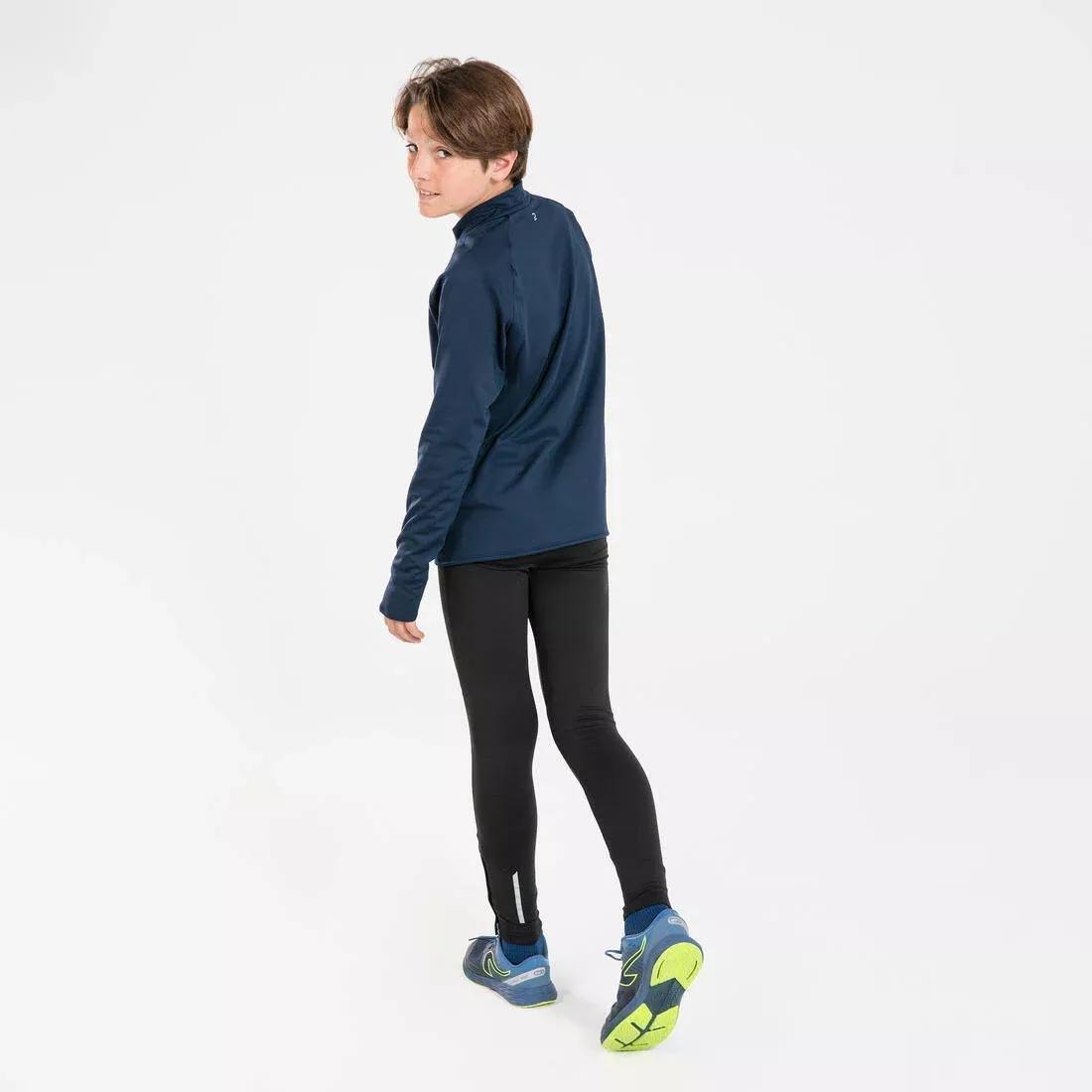 NAVY BLUE Kids' KIPRUN WARM 100 long-sleeved running T-shirt 1/2 zip warm, , large image number 10