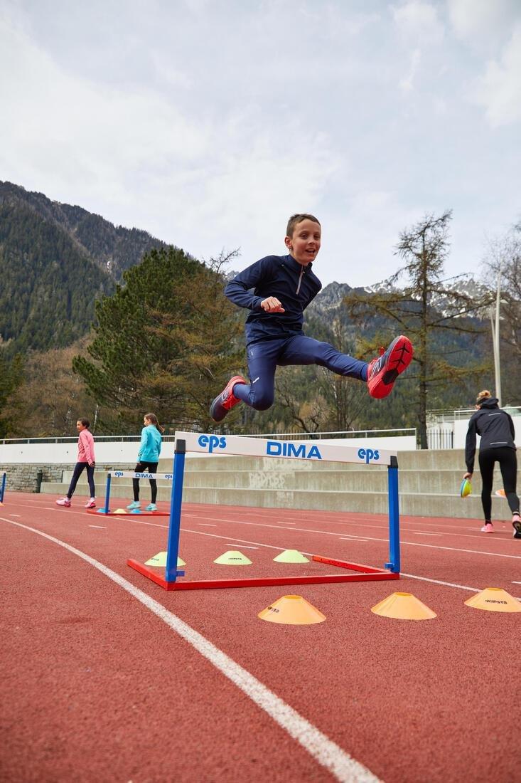 NAVY BLUE Kids' KIPRUN WARM 100 long-sleeved running T-shirt 1/2 zip warm, No Color, large image number 12