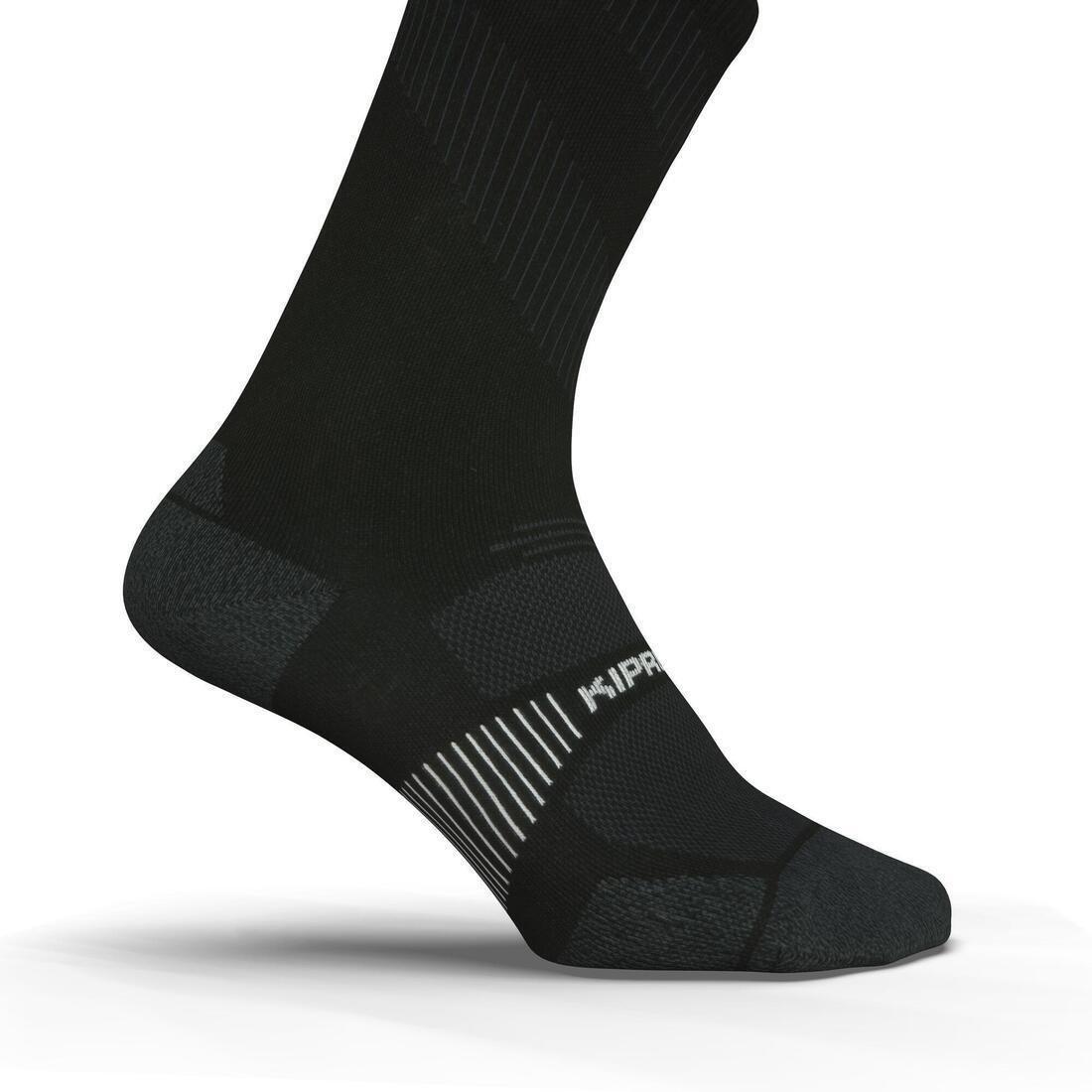 KIPRUN - Mid-Calf Fine Running Socks Eco Design Run900, Black