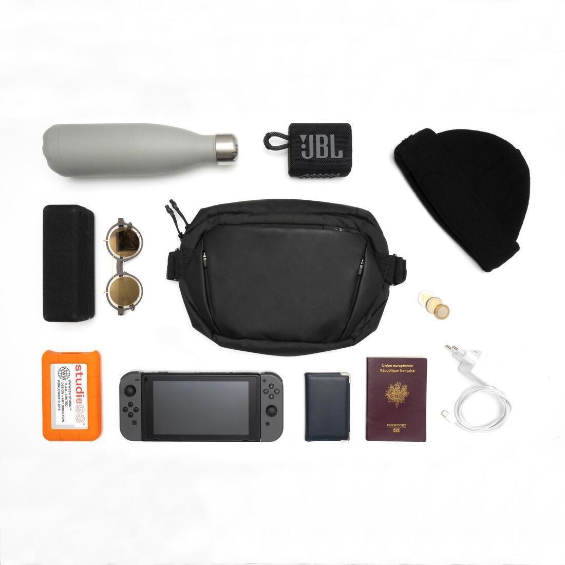 Running Messenger Shoulder Bag, Black, No Color, medium