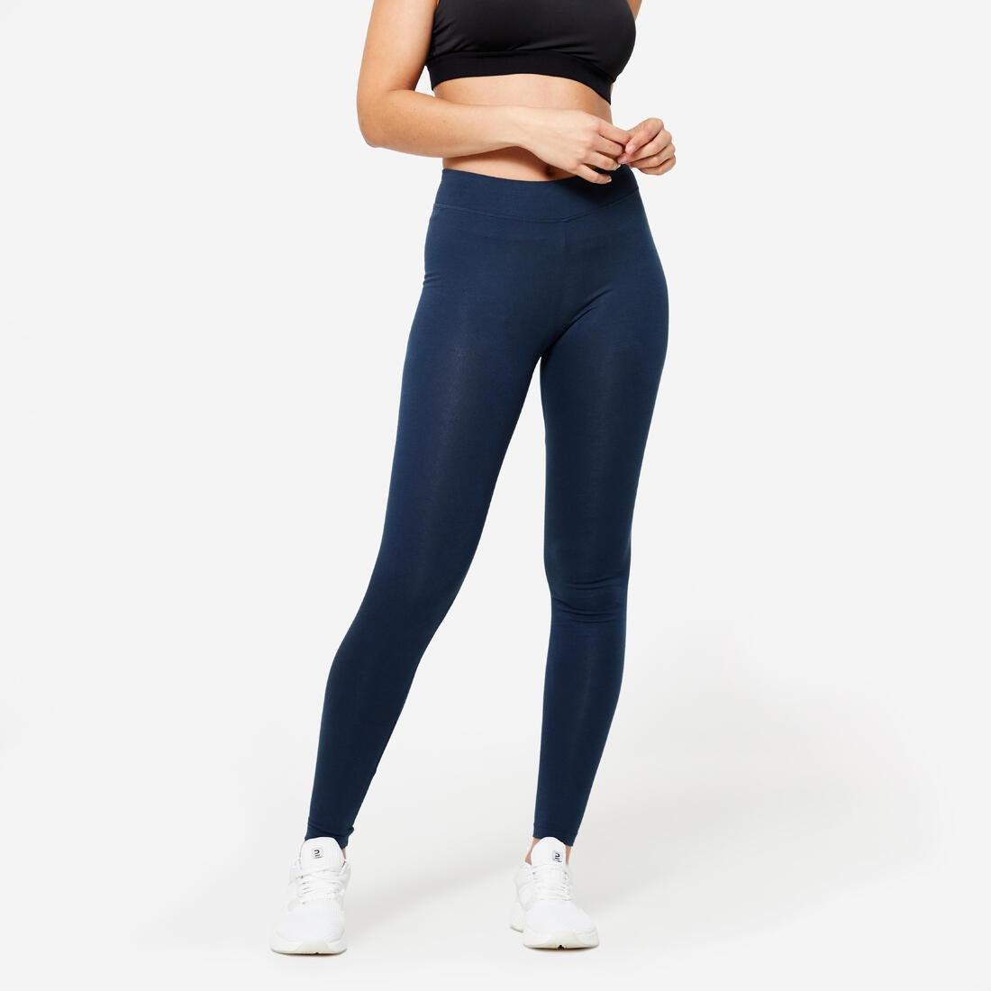 500   Womens Slim-Fit Gym Stretching Leggings, Navy Blue, , large image number 2