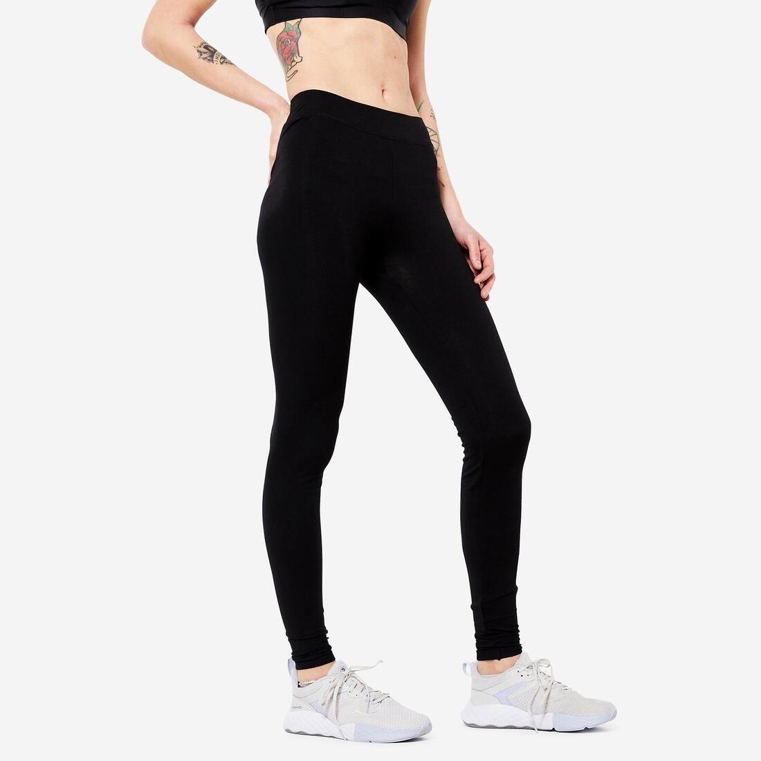 500   Womens Slim-Fit Gym Stretching Leggings, Navy Blue, , large image number 14