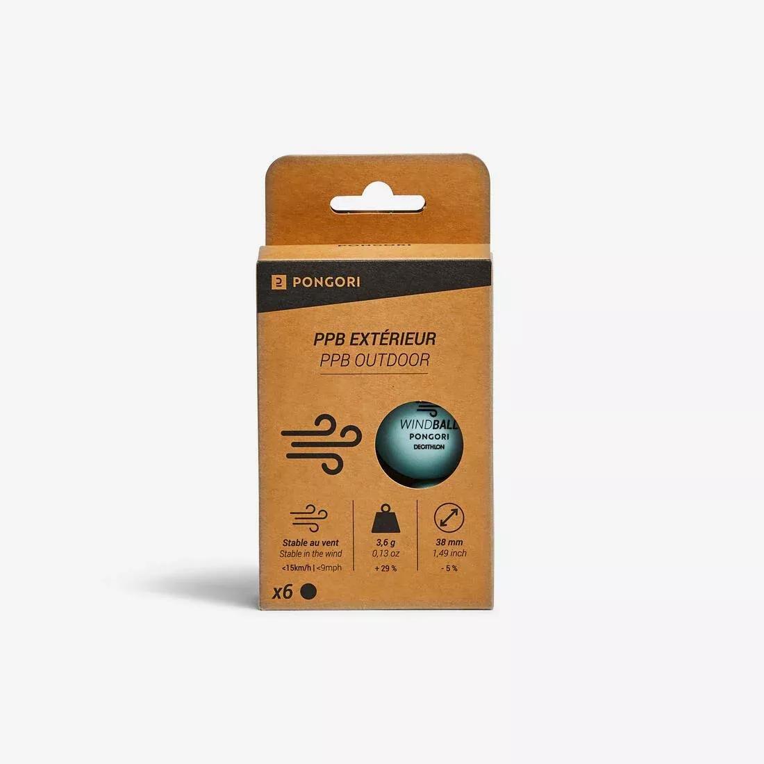 Wind-Resistant Outdoor Table Tennis Ball - Pack Of 6, Blue, No Color, medium