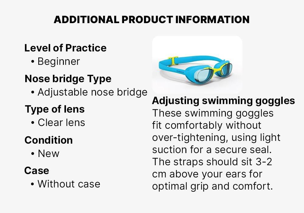Swimming Goggles, Turquoise, No Color, medium