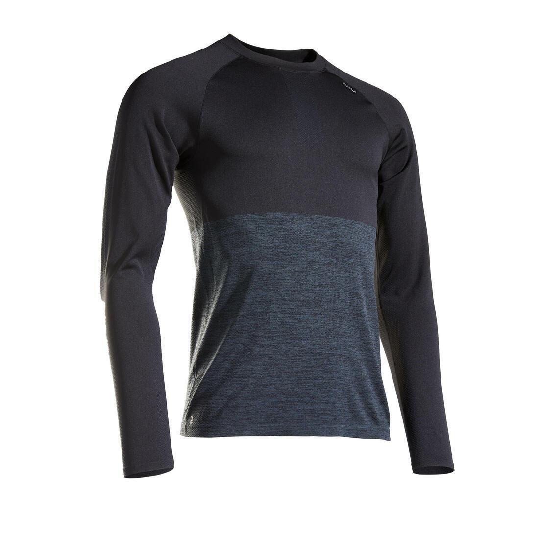 Men Long-Sleeved Breathable Running T-Shirt, Black, No Color, large image number 6