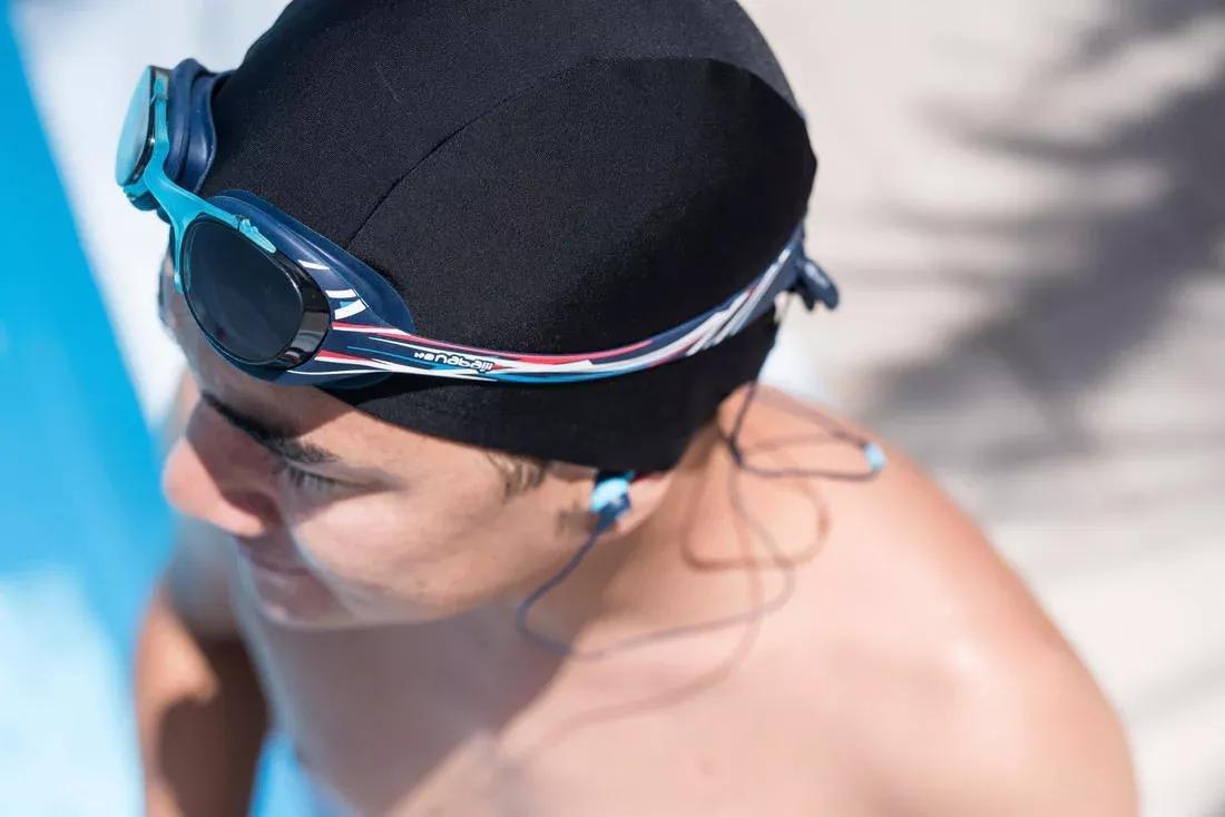 Unisex Swimming Goggles Xbase 100 Print - Clear Lenses, Navy, No Color, large image number 8