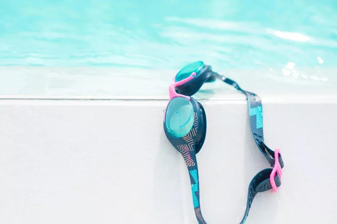 Unisex Swimming Goggles Xbase 100 Print - Clear Lenses, Navy, No Color, large image number 14