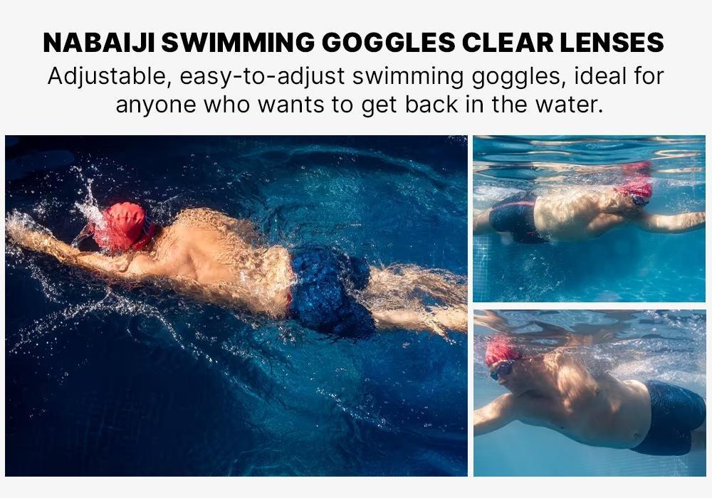 Unisex Swimming Goggles Xbase 100 Print - Clear Lenses, Navy, No Color, large image number 18