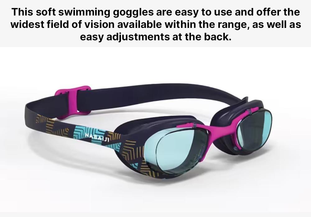 Unisex Swimming Goggles Xbase 100 Print - Clear Lenses, Navy, No Color, large image number 19