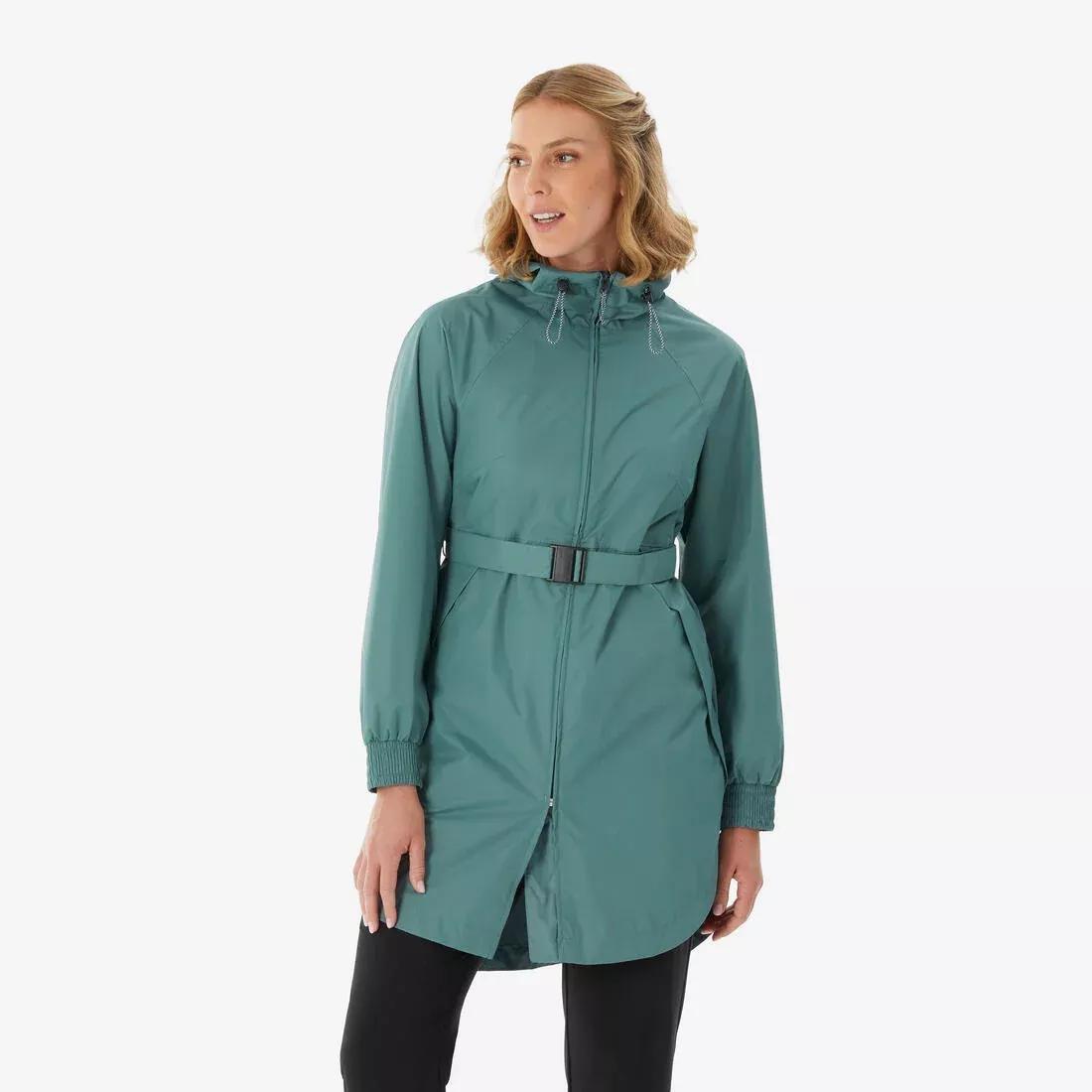 Women Waterproof Hiking Jacket - Raincut Long, Khaki, No Color, large image number 0