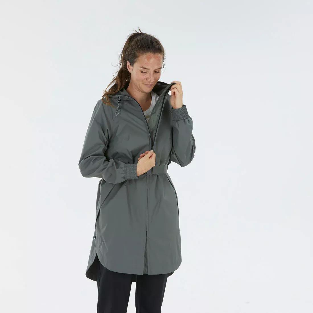 Women Waterproof Hiking Jacket - Raincut Long, Khaki, No Color, large image number 1