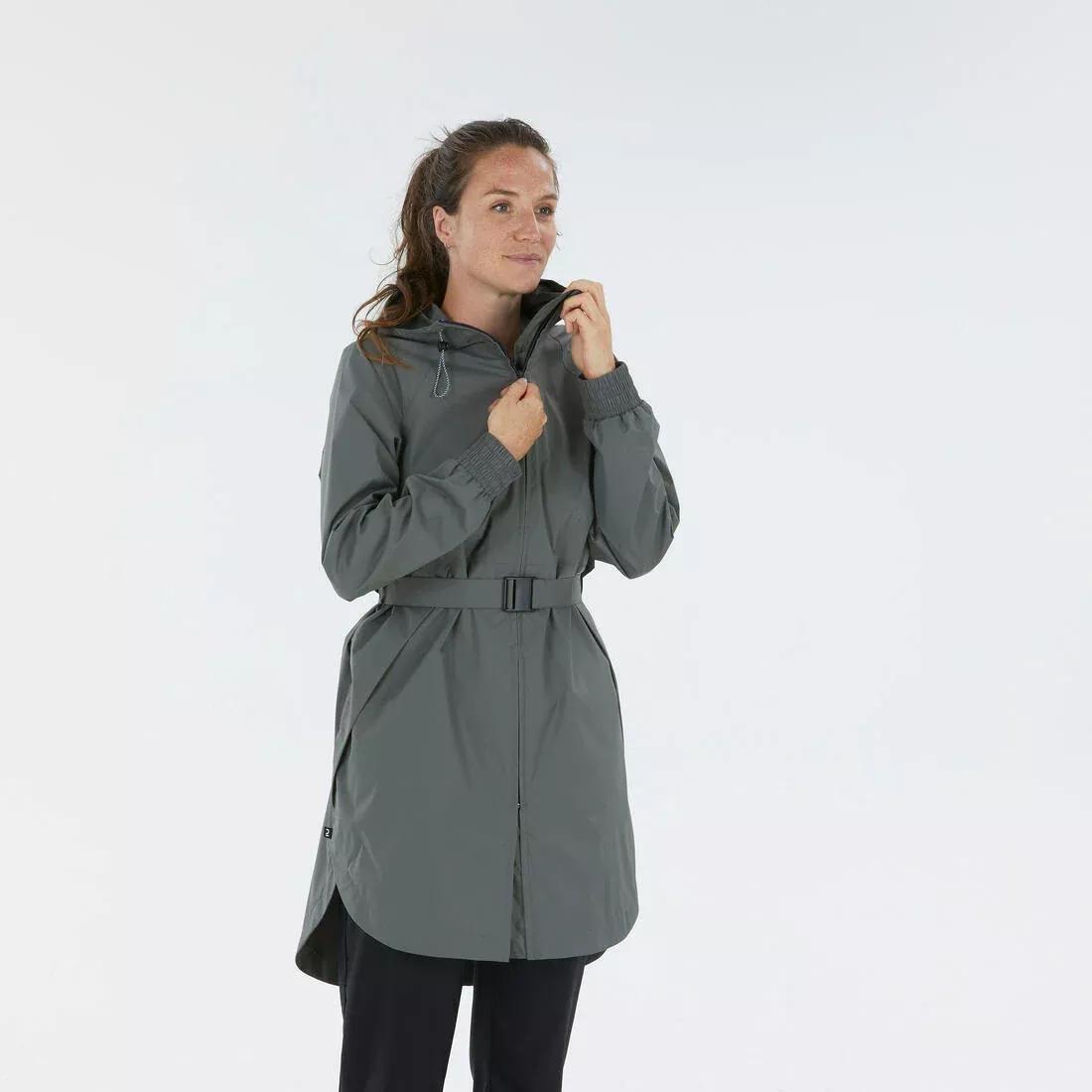 Women Waterproof Hiking Jacket - Raincut Long, Khaki, No Color, large image number 9