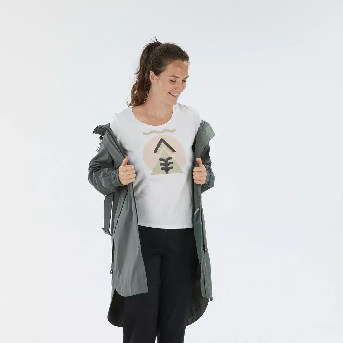 Women Waterproof Hiking Jacket - Raincut Long, Khaki, No Color, large image number 11