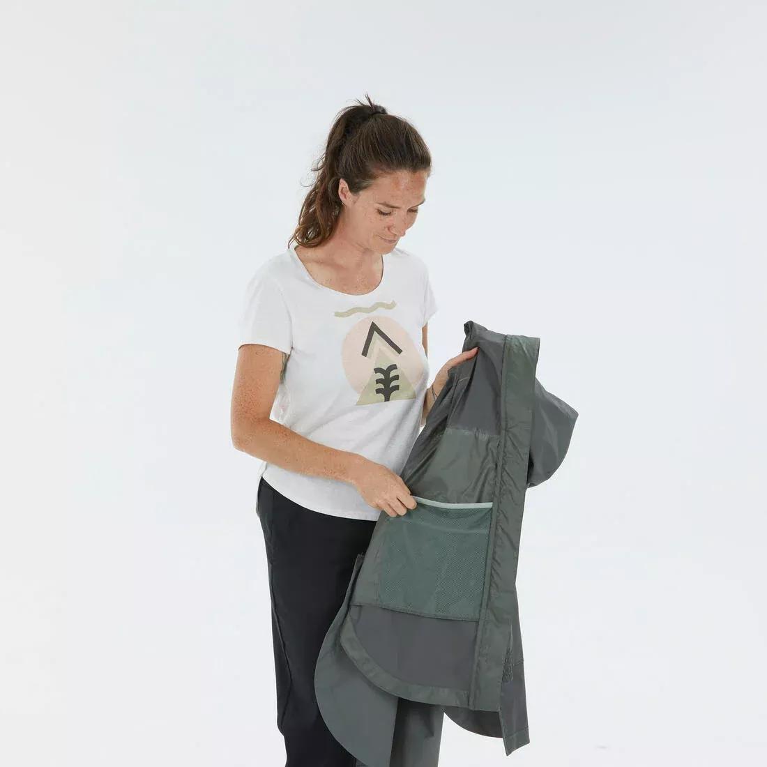 Women Waterproof Hiking Jacket - Raincut Long, Khaki, No Color, large image number 12