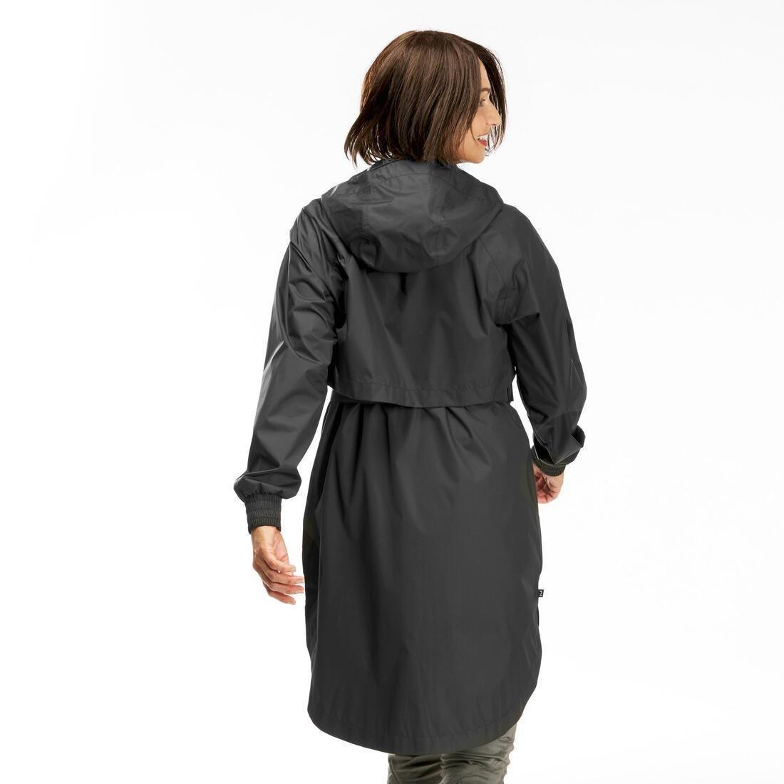 BLACK Women's Long Waterproof Hiking Jacket - Raincut Long, , large image number 4