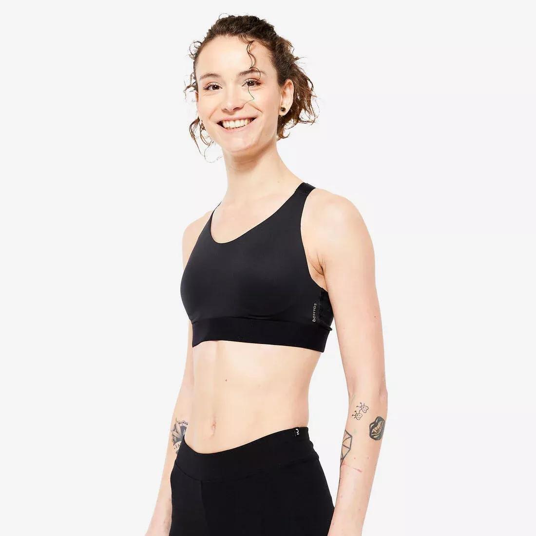 Women Cardio Fitness Training Bra 900 Print, Black, , large image number 1