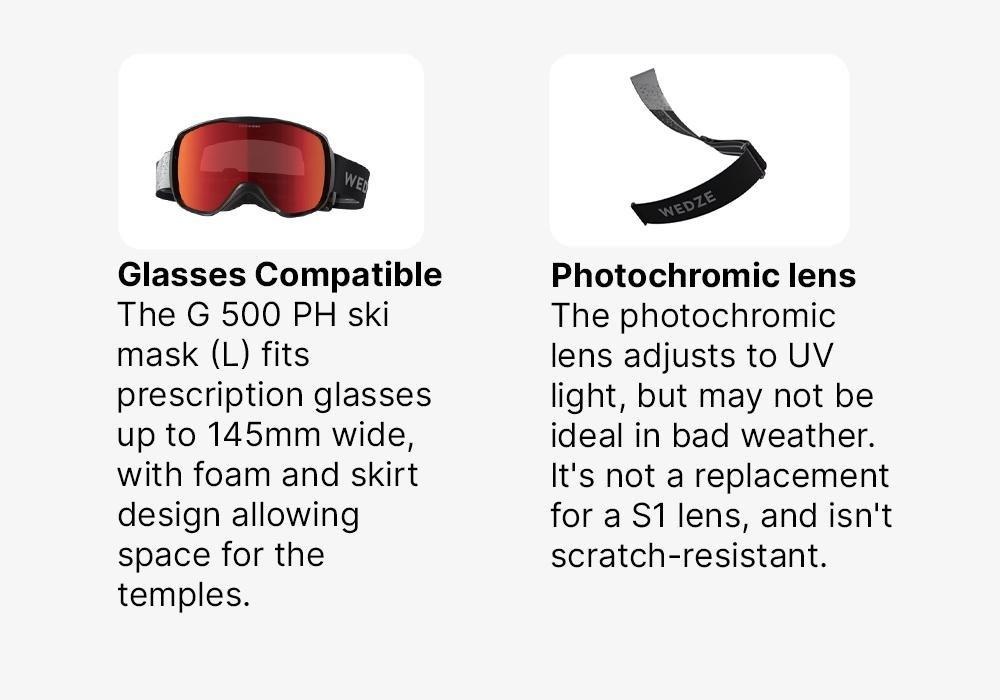 ALL-WEATHER SNOWBOARDING GOGGLES - G 500 PH, BLACK, , large image number 12