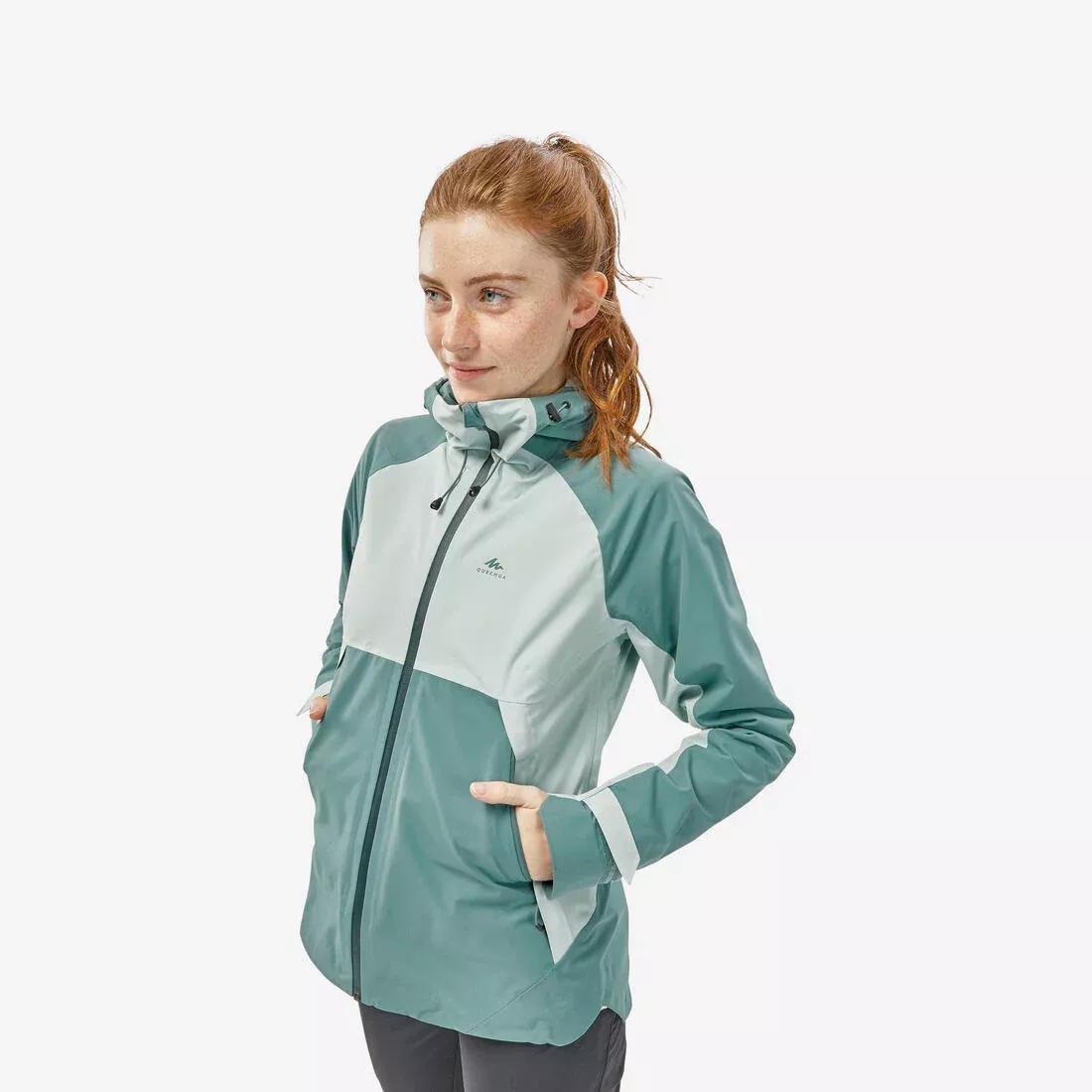 Women Waterproof Hiking Jacket - MH500, Khaki, No Color, large image number 0