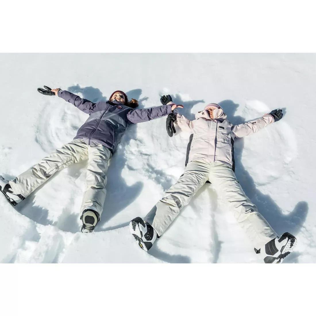 Kids Girls Durable Snowboard Salopettes - Bib 500, Beige, 5401_000, large image number 1