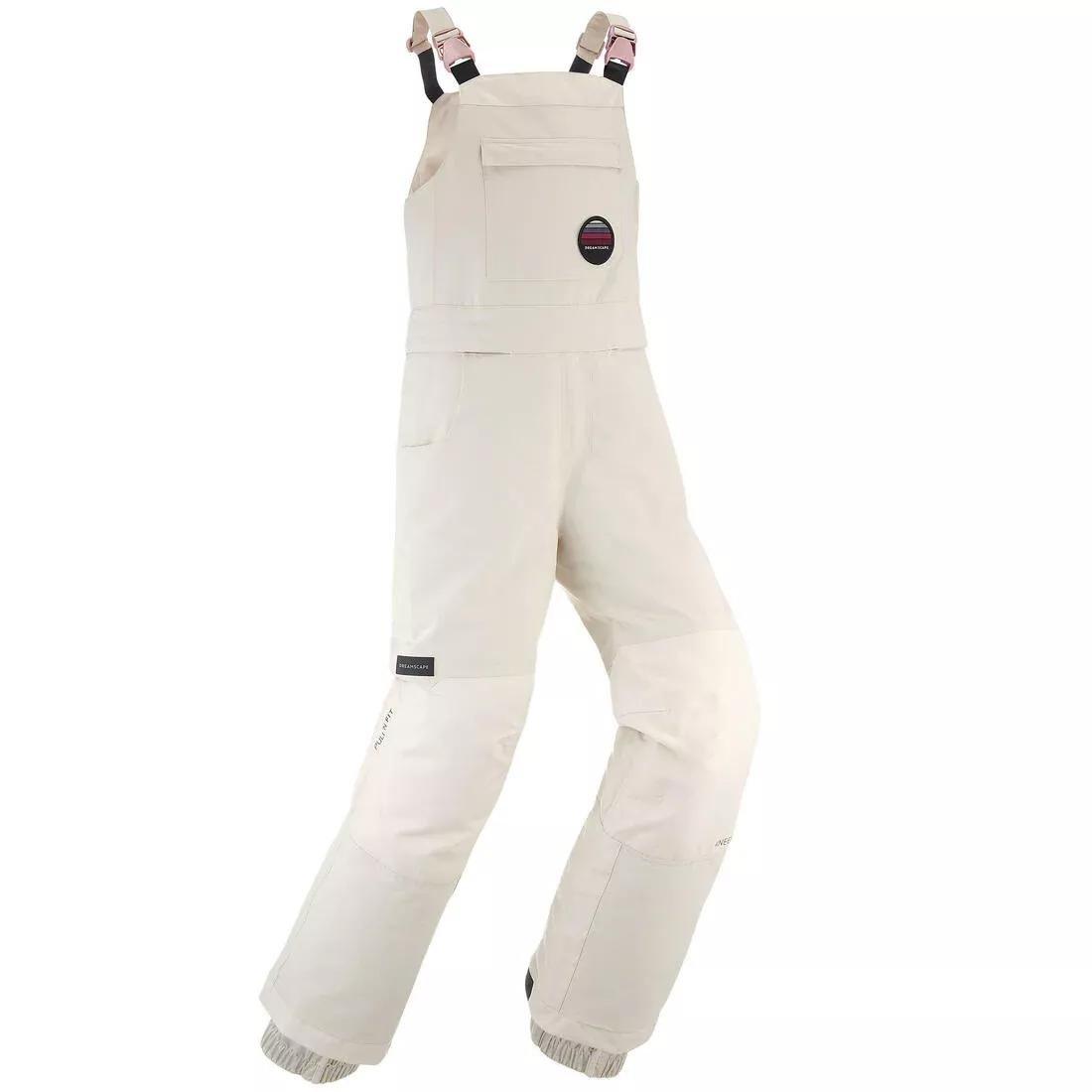 Kids Girls Durable Snowboard Salopettes - Bib 500, Beige, 5401_000, large image number 3