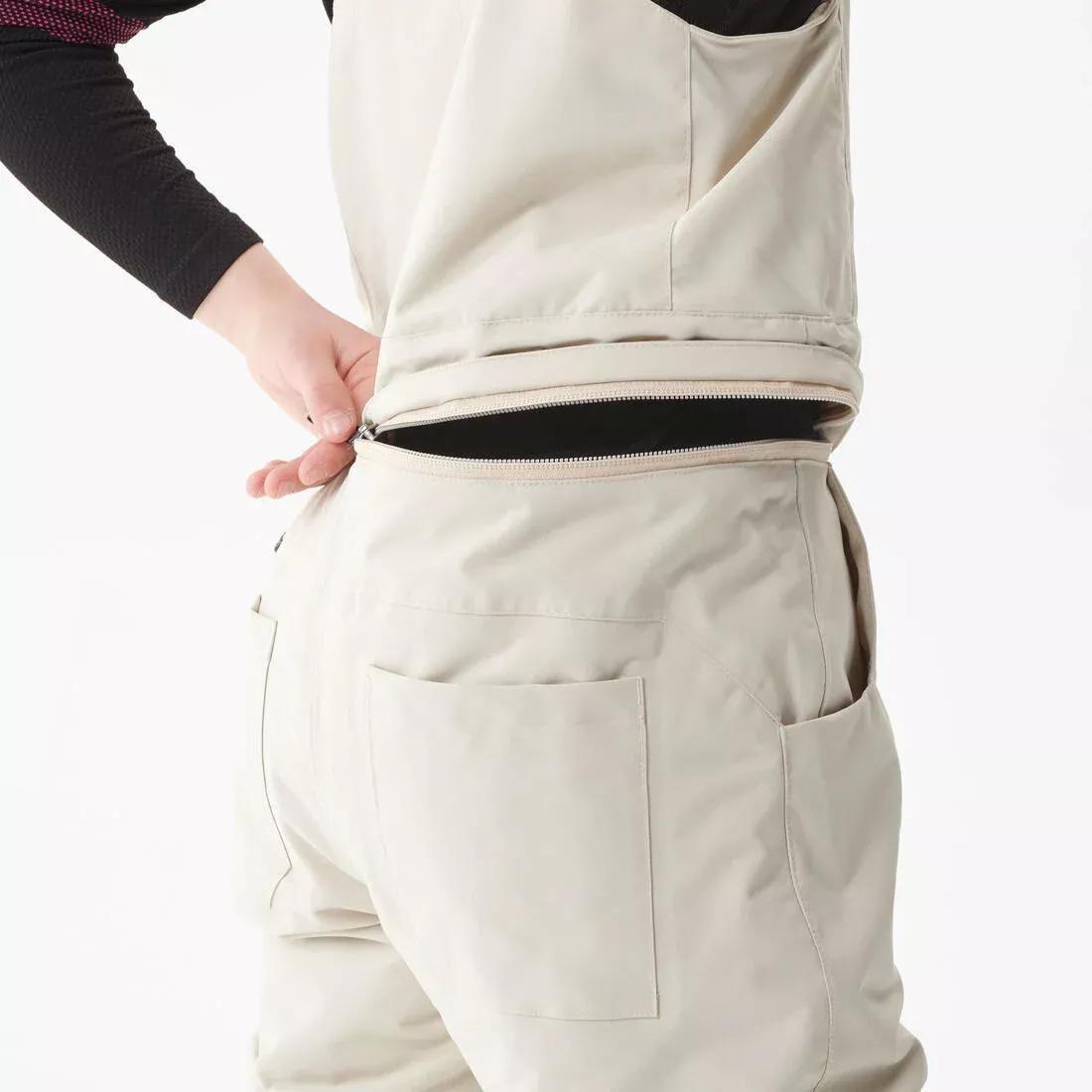Kids Girls Durable Snowboard Salopettes - Bib 500, Beige, 5401_000, large image number 7