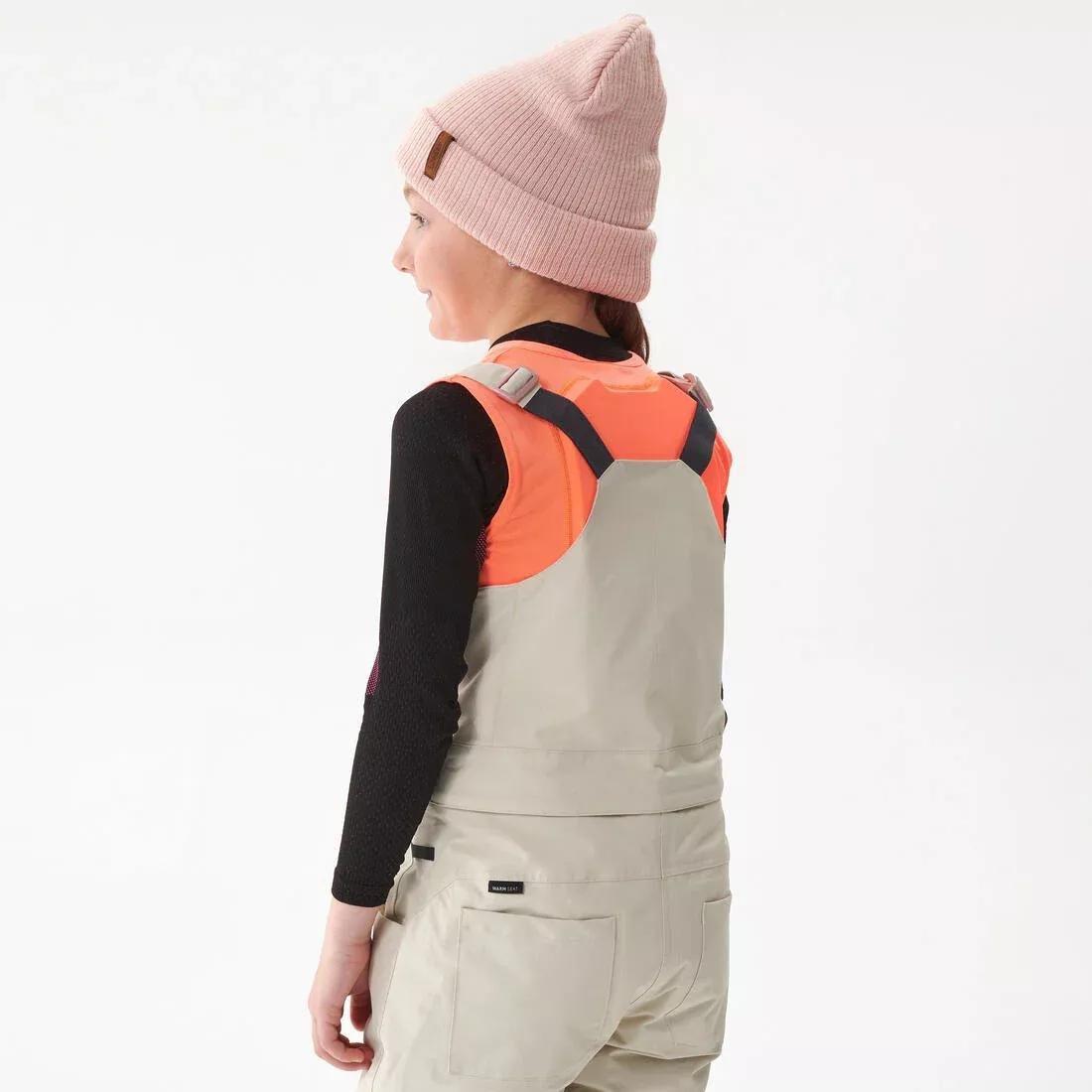 Kids Girls Durable Snowboard Salopettes - Bib 500, Beige, 5401_000, large image number 14