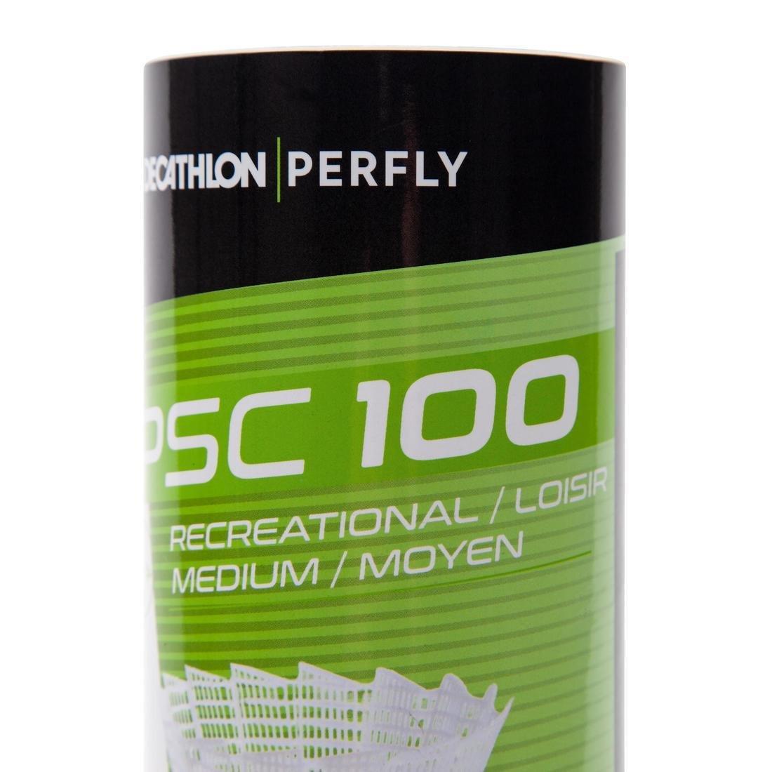 PERFLY - PSC 100 MEDIUM  PLASTIC SHUTTLECOCK x 6 CH, Snow white
