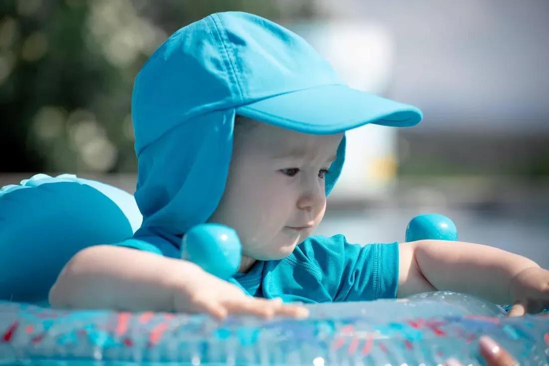 Baby Swimming Uv Protection Cap, Turquoise, , large image number 3