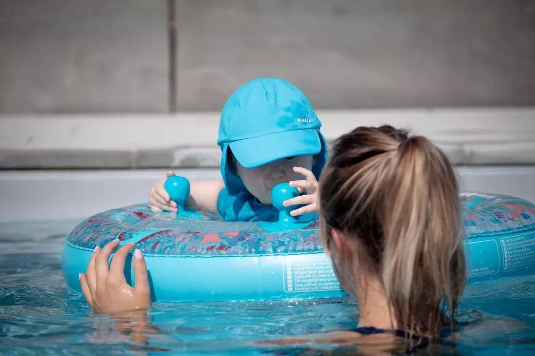 Baby Swimming Uv Protection Cap, Turquoise, , large image number 4