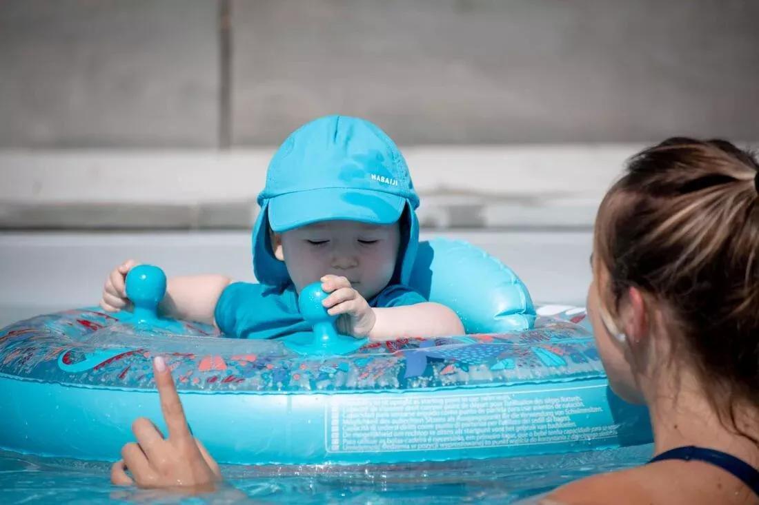 Baby Swimming Uv Protection Cap, Turquoise, , large image number 7