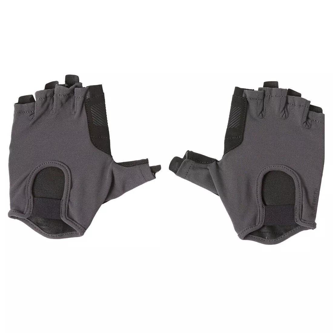 DOMYOS - Women's Ventilated Weight Training Gloves, Carbon grey